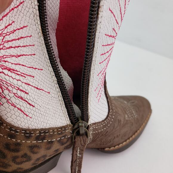 Ariat Wiggle Room Toddler Girls Size 9 Brown Pink Leather Western Cowboy Boots - Picture 9 of 12